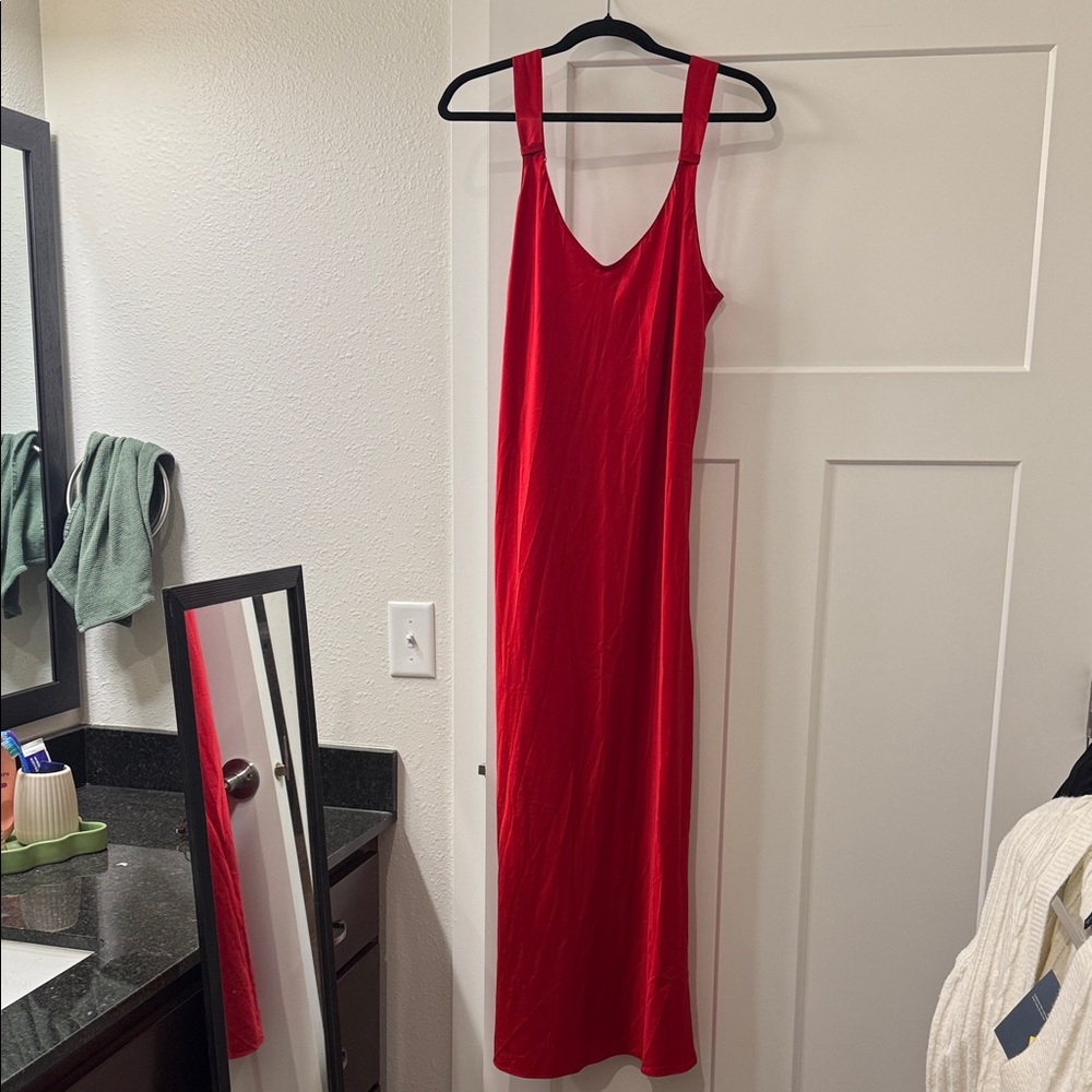 Red Sleeveless Slip Dress